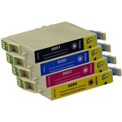 Pack T 0551-T 0554 ( T 0555 ) compatible Epson (Set complet de 4 cartouches) + 1 BK gratuite